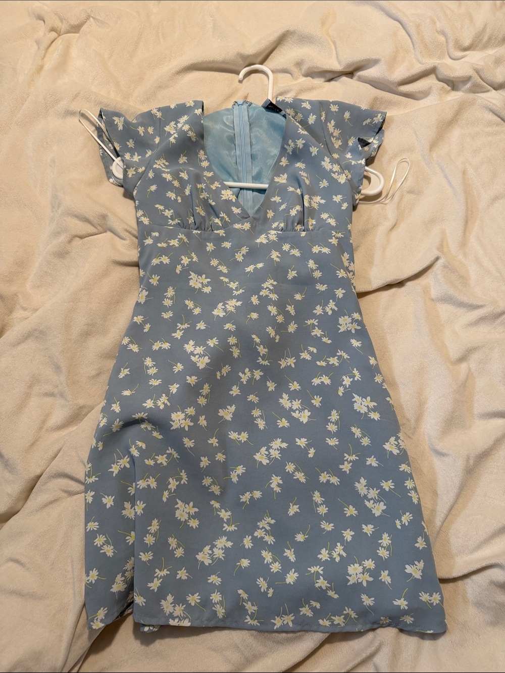 Princess Polly Blue Floral V-Neck Mini Dress